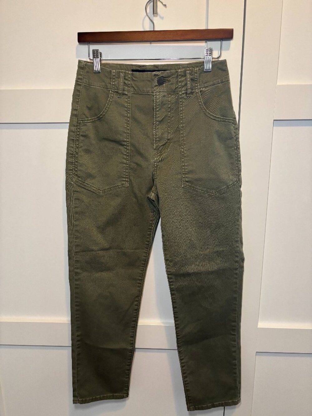 Veronica Beard Olive Cotton-Blend Straight-Leg Cargo Pants (#112)